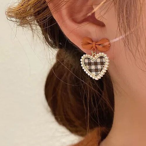 Pendants d'oreilles à carreaux à cœur - SHEIN - Modalova