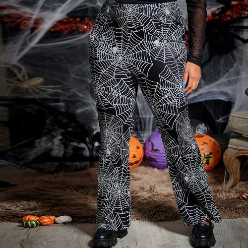 Pantalon évasé à imprimé toile d'araignée - SHEIN - Modalova