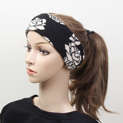 Bandeau pour cheveux en tricot à imprimé fleur - SHEIN - Modalova