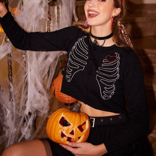 Cardigan court halloween squelette & cœur - SHEIN - Modalova