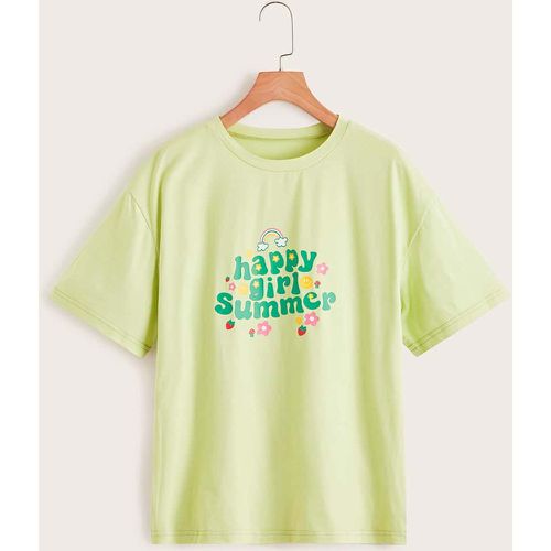 T-shirt à motif lettre et arc-en-ciel et fraise - SHEIN - Modalova