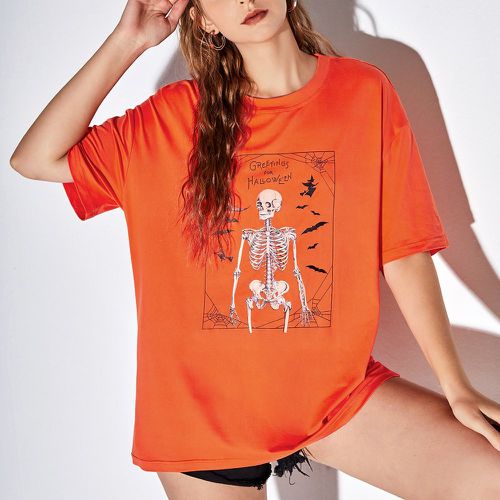 T-shirt à motif crâne halloween - SHEIN - Modalova