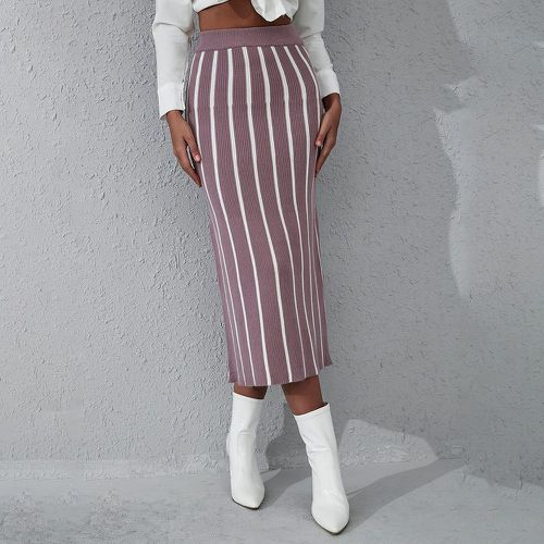 Jupe en tricot taille haute à rayures - SHEIN - Modalova
