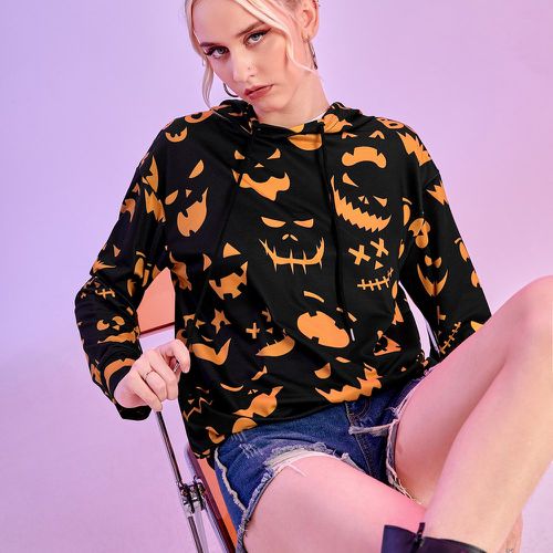 Sweat-shirt à capuche à motif halloween à cordon - SHEIN - Modalova