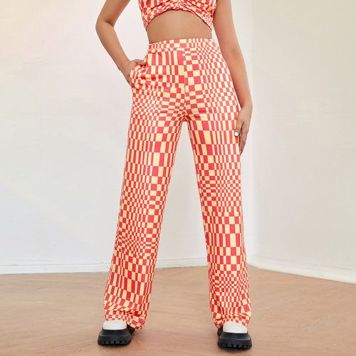 Pantalon à carreaux à poche taille haute - SHEIN - Modalova