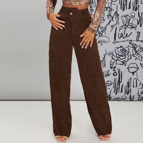 Pantalon en velours côtelé à poche ample - SHEIN - Modalova