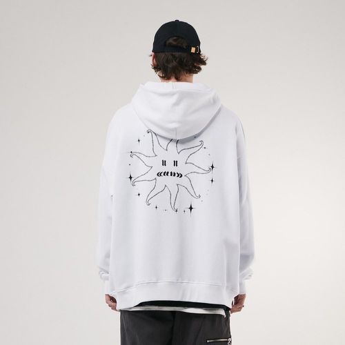 Sweat-shirt à capuche à imprimé géométrique & étoile à quatre branches - SHEIN - Modalova
