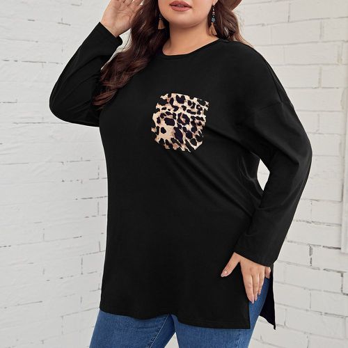 T-shirt léopard patch à poche - SHEIN - Modalova