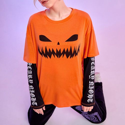 T-shirt 2 en 1 lettre à motif halloween - SHEIN - Modalova