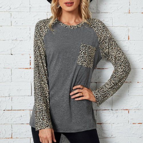 T-shirt avec motif léopard manches raglan - SHEIN - Modalova