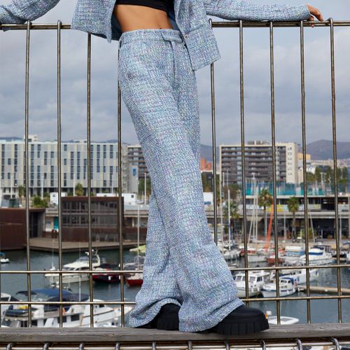 Pantalon ample taille haute à carreaux en tweed - SHEIN - Modalova
