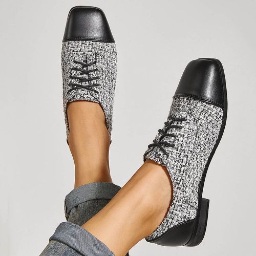 Chaussures plates à bout carré en tweed à lacets - SHEIN - Modalova