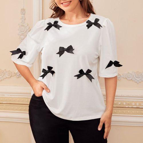 T-shirt à nœud papillon manches bouffantes - SHEIN - Modalova