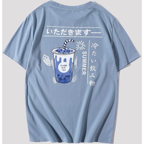 T-shirt avec motif caractère japonais et à imprimé - SHEIN - Modalova