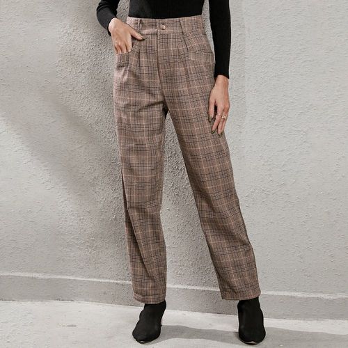 Pantalon taille haute à carreaux - SHEIN - Modalova