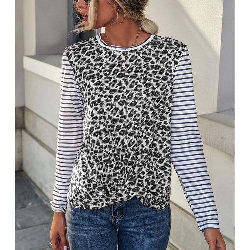 T-shirt léopard à rayures à imprimé - SHEIN - Modalova