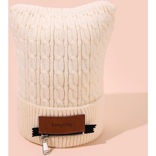 Bonnet zippé en laine en tricot - SHEIN - Modalova