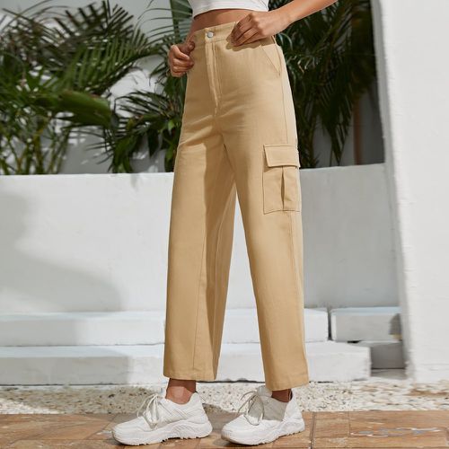 Pantalon droit à poche à rabat taille haute - SHEIN - Modalova