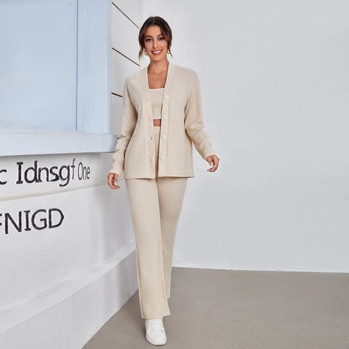 Manteau à bouton & Top à fines brides & Pantalon - SHEIN - Modalova