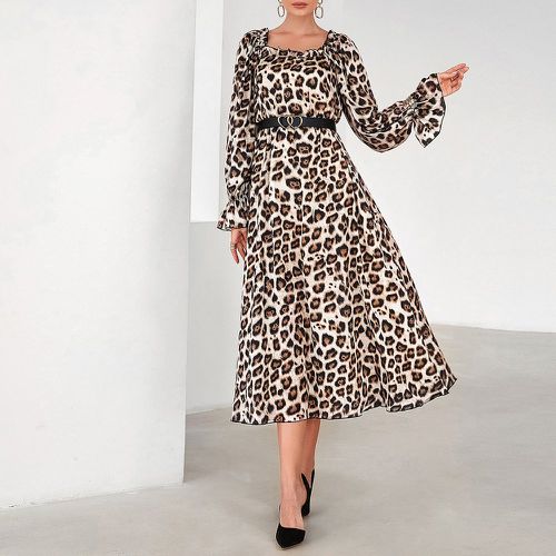 Robe léopard à plis manches évasées (sans ceinture) - SHEIN - Modalova
