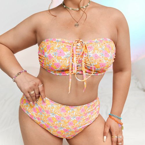 Bikini à imprimé floral à ruché - SHEIN - Modalova
