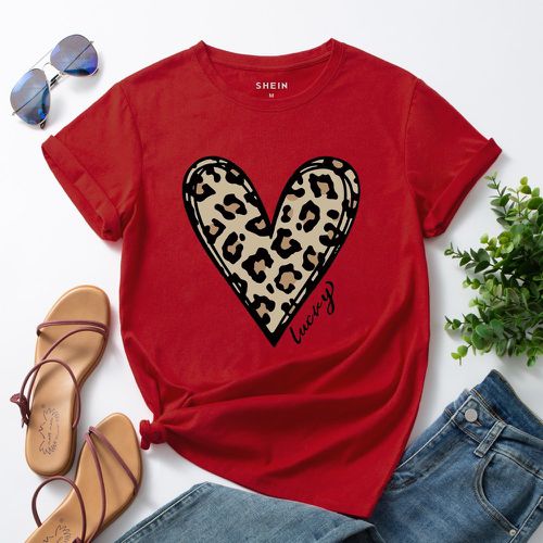 T-shirt cœur et lettre - SHEIN - Modalova
