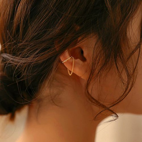 Pièce Clip d'oreille minimaliste avec chaîne - SHEIN - Modalova