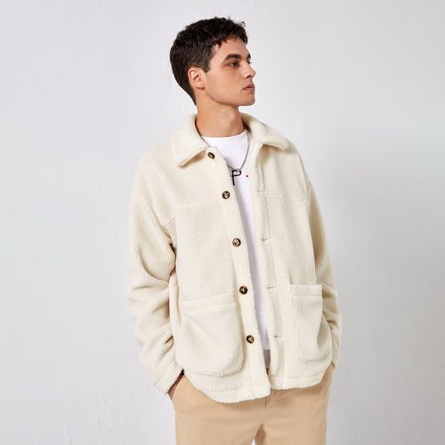 Homme Manteau duveteux avec poche - SHEIN - Modalova