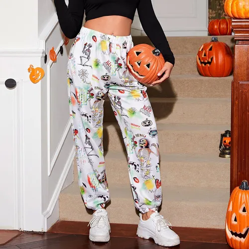 Pantalon de survêtement à imprimé halloween à poche - SHEIN - Modalova