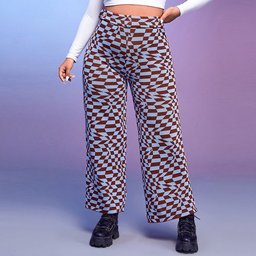 Pantalon à motif géométrique droit en tricot - SHEIN - Modalova