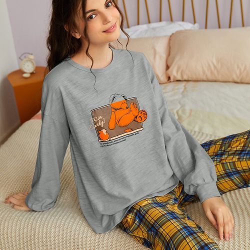 Haut de pyjama dessin animé et slogan - SHEIN - Modalova