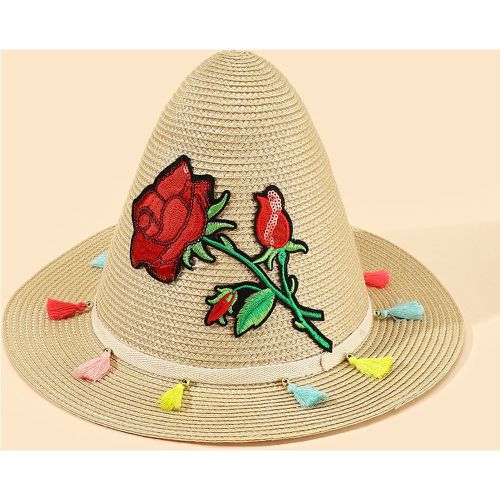 Chapeau de paille avec patch à fleur - SHEIN - Modalova