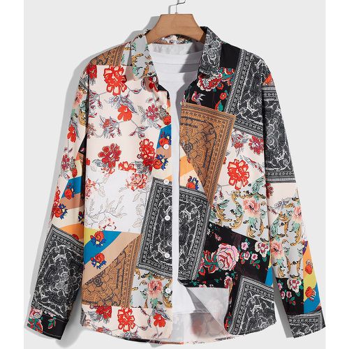 Chemise à patchwork à bouton (sans t-shirt) - SHEIN - Modalova