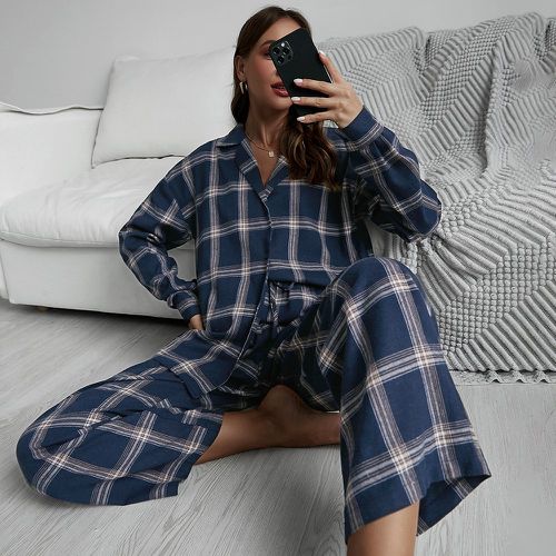 Ensemble de pyjama à carreaux à bouton - SHEIN - Modalova
