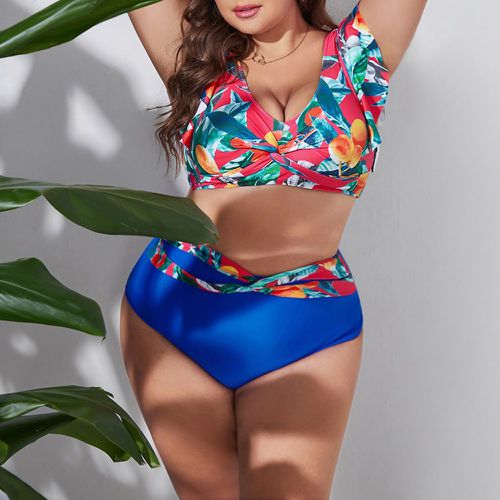 Bikini à imprimé végétale torsadé - SHEIN - Modalova