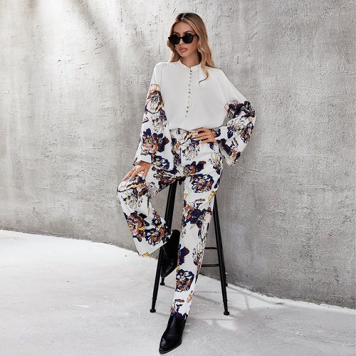 Pantalon ample à imprimé floral - SHEIN - Modalova