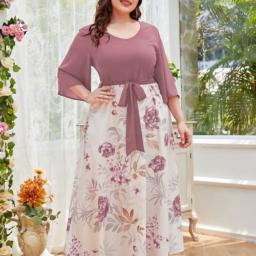 Robe 2 en 1 à imprimé floral à nœud - SHEIN - Modalova