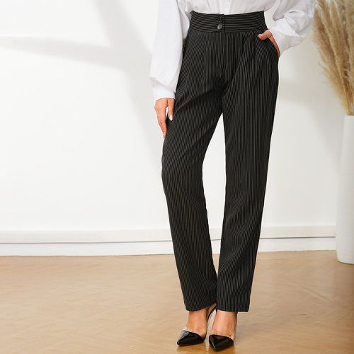 Pantalon taille haute à rayures plissé - SHEIN - Modalova