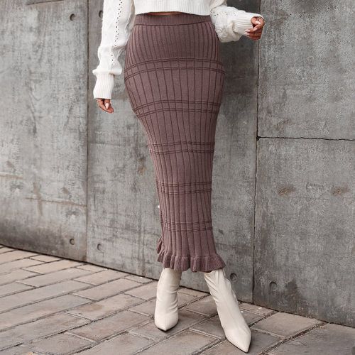 Jupe en tricot taille haute à volants - SHEIN - Modalova