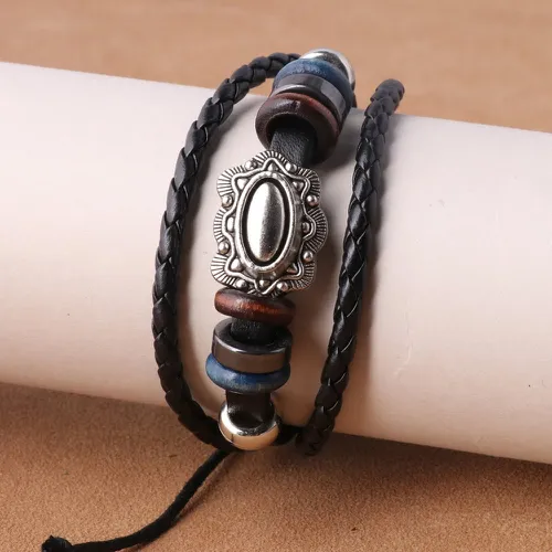 Bracelet multicouche texturé avec métal - SHEIN - Modalova