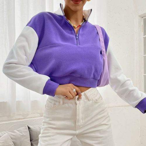 Sweat-shirt à blocs de couleurs en polaire - SHEIN - Modalova