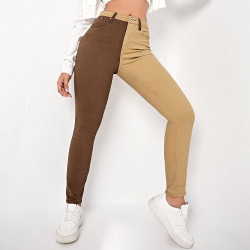 Jean skinny taille haute bicolore - SHEIN - Modalova