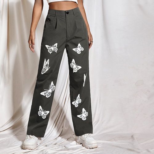 Pantalon à imprimé papillon taille haute - SHEIN - Modalova