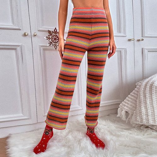 Pantalon à rayures versicolores motif évasé en tricot - SHEIN - Modalova