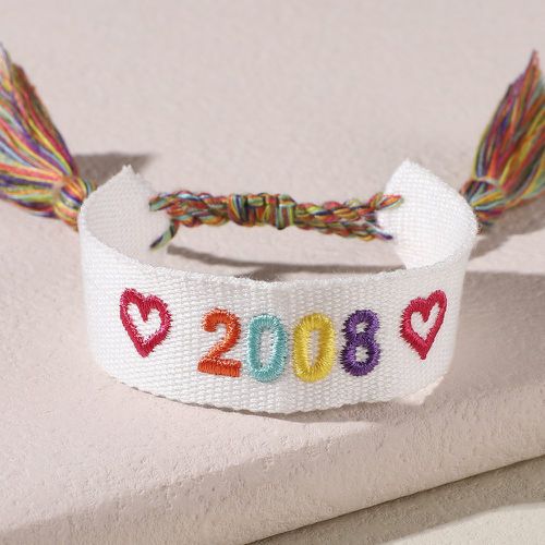 Bracelet cœur & numéro de l'année à broderie à franges - SHEIN - Modalova