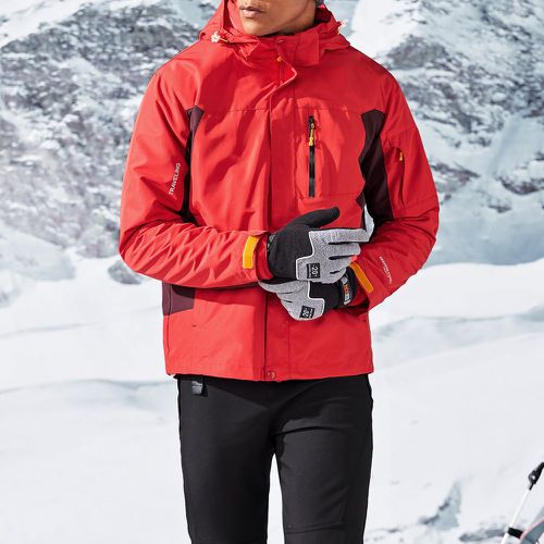 Veste de sport à blocs de couleurs à capuche avec doublure détachable en polaire - SHEIN - Modalova