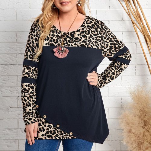 T-shirt à léopard à bouton - SHEIN - Modalova
