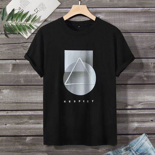 T-shirt à imprimé géométrique et lettre - SHEIN - Modalova