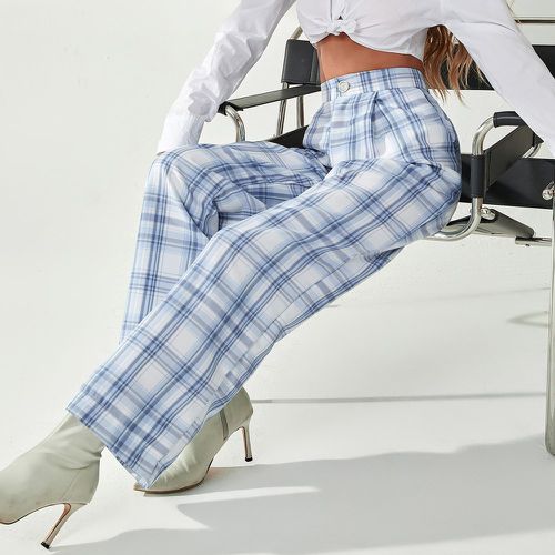 Pantalon ample à carreaux à poche - SHEIN - Modalova
