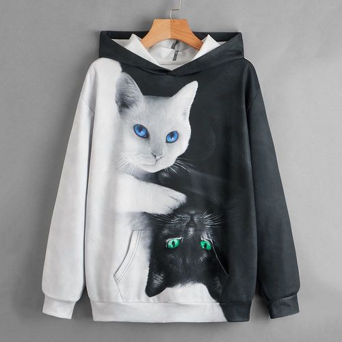 Sweat-shirt à capuche 3D à imprimé chat - SHEIN - Modalova